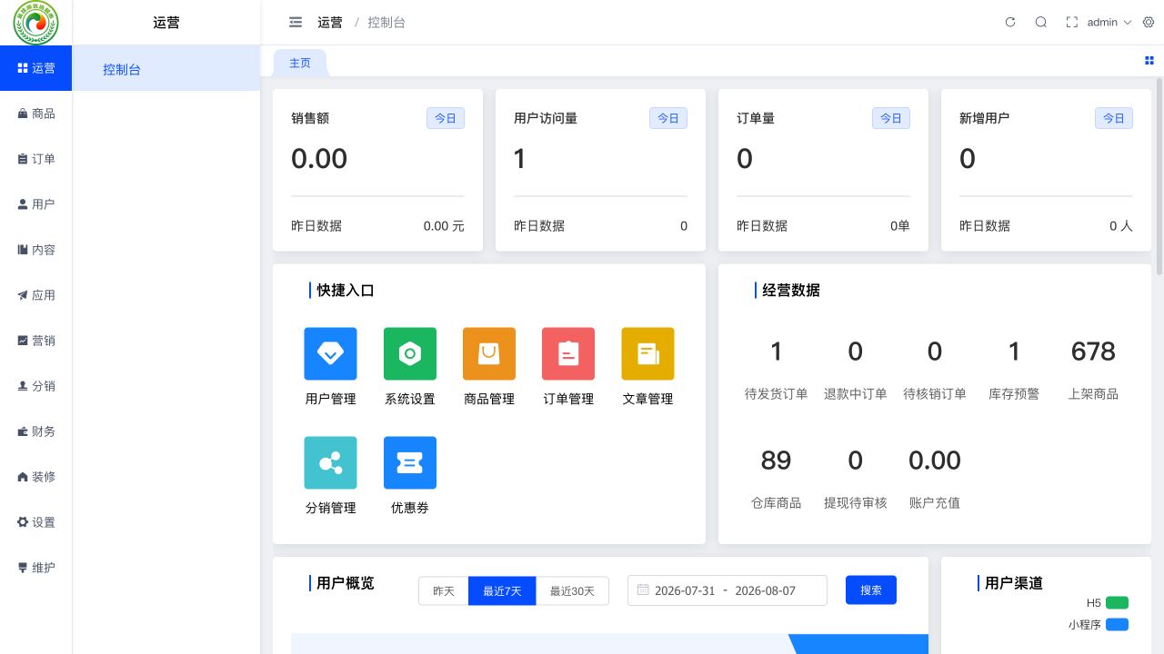 行业会员商城经营后台真实界面
